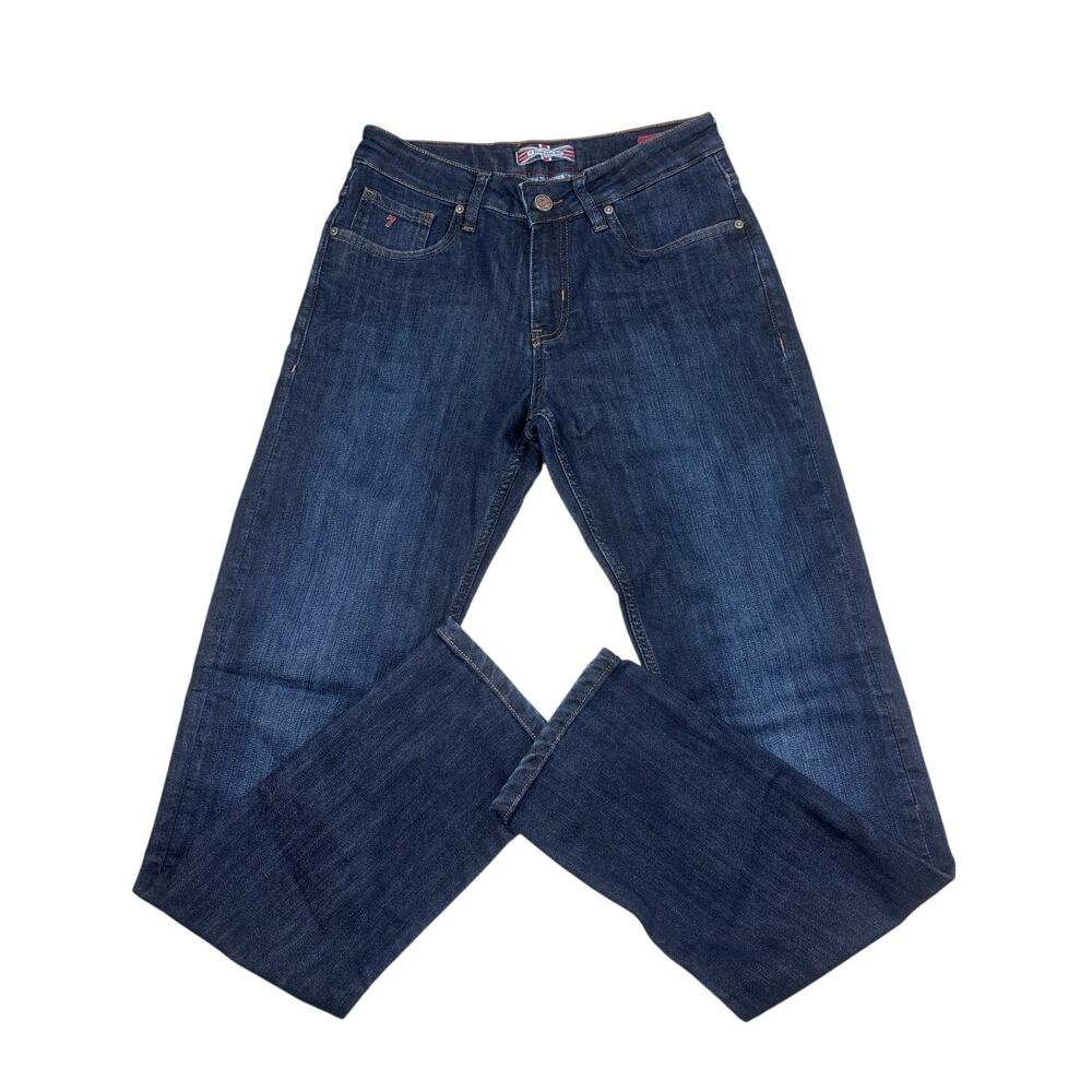 7 Downie St Chelsea Mid Rise Straight Jeans Mens 30X34 Blue Dark Wash Faded 7307